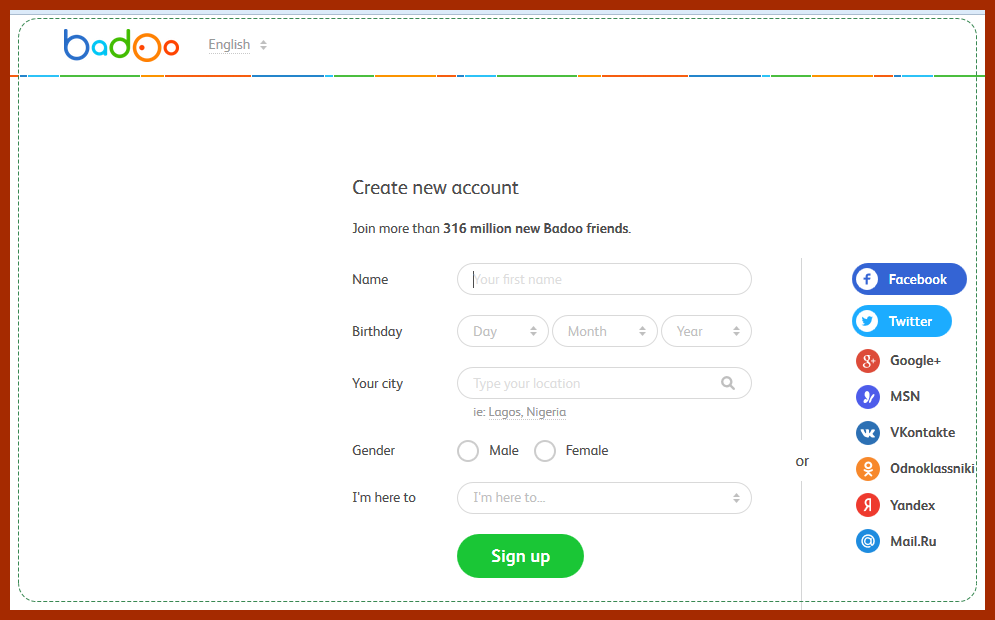 Badoo sign up