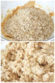 add oats to peanut butter mixture