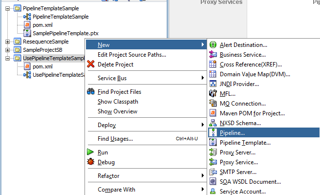 OSB 12c Use Pipeline Template Create Project From Template