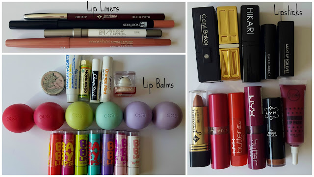 lip pencils, lip balms, lipsticks