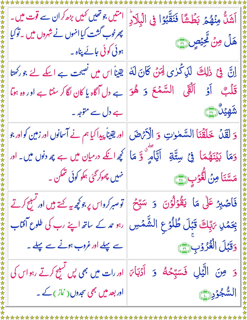 Quran,Quran with Urdu Translation,Surah Qaf with Urdu Translation,