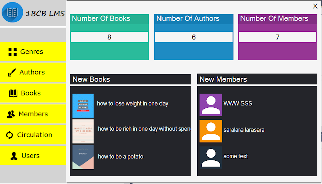 VB.Net Library Management System Dashboard Form