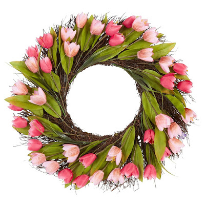 Light and dark pink tulip wreath