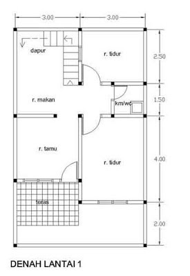 Gambar Desain  Rumah  2 Lantai  Type 21 Denah Gambar Ukuran  