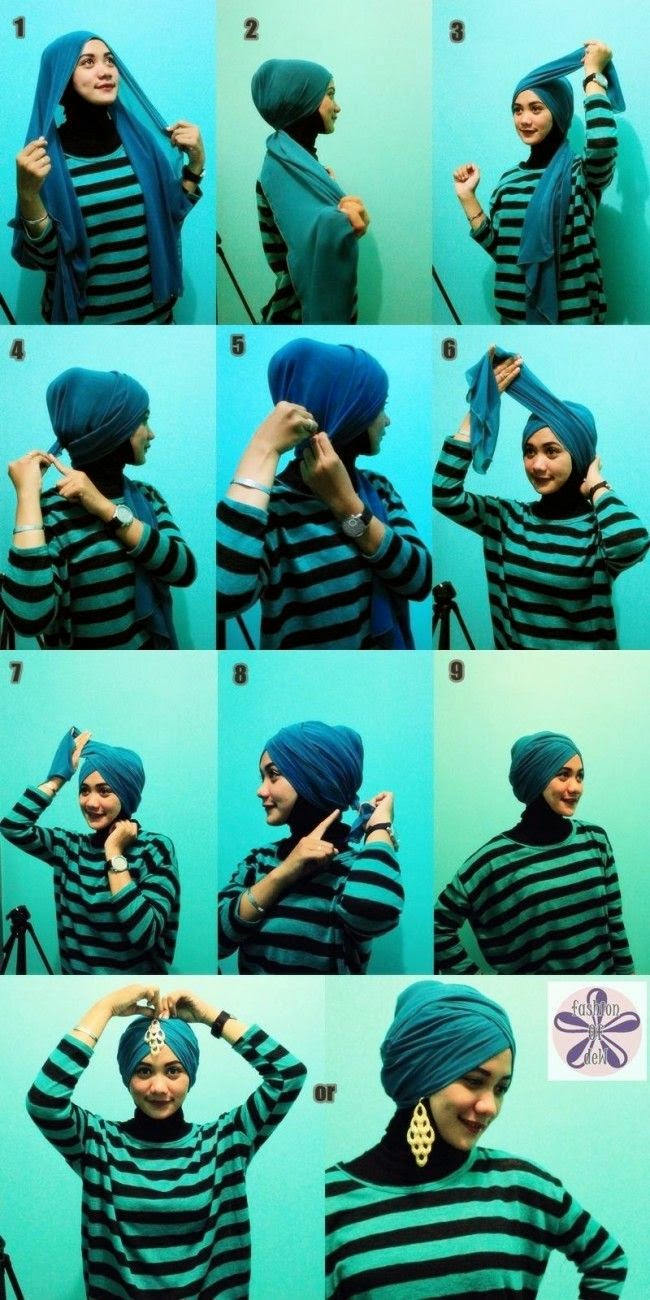 Cara Memakai Jilbab Pashmina Turban Tutorial Hijab Cara Memakai