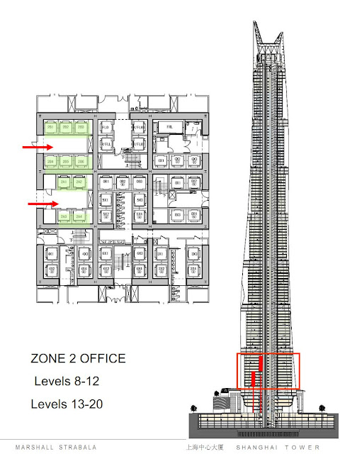 Elevator system zone 2 of Shanghai tower