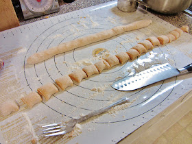 making sweet potato gnocchi ropes