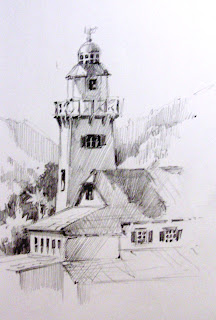 Roland Lee sketch book drawing of Catalina Island