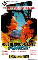 ¡QUÉ HERMOSO ES EL AMOR! Programa de mano: 9 x 14 cms. España. Título provisional. Ilustración: Josep Soligó. Impresión: Ind. Lit. Gerona, Girona. LA COLINA DEL ADIÓS. Love is a Many-Splendored Thing. 1955. Estados Unidos. Dirección: Henry King. Reparto: Jennifer Jones, William Holden, Isobel Elsom, Richard Loo, Torin Thatcher, Murray Matheson, Jorja Curtright, Virginia Gregg.