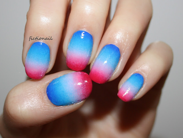 Blue to Pink Gradient Nail Art