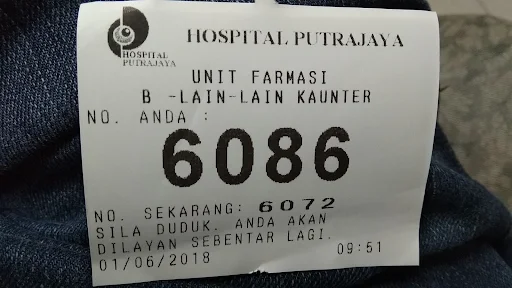 nombor panggilan unit farmasi lain-lain kaunter Hospital Putrajaya