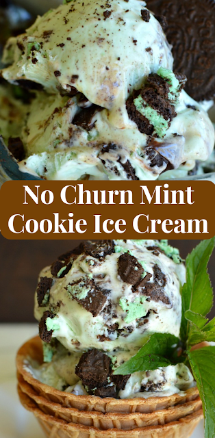 No Churn Mint Cookie Ice Cream