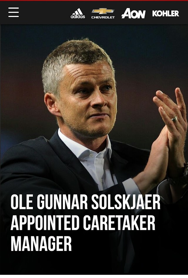 Manchester United Appoints Former Striker Ole Gunnar Solskjær as Caretaker Manager 