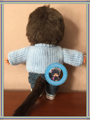 gilet en laine fait main pour Kiki ou Monchhichi - tricot - vêtement - handmade