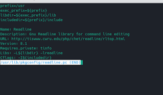 The content of the readline pkg-config file.