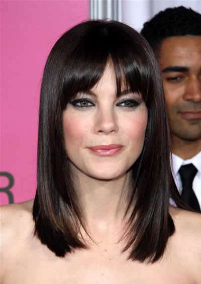 medium hairstyles bangs. medium length straight