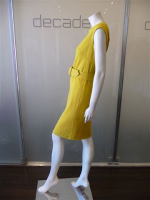 Pauline Trigere canary yellow mod dress with raw silk belt belt has 