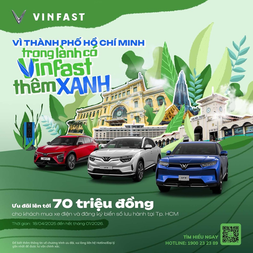 VinFast tung ưu đãi "Vì TP.HCM Xanh" dành cho khách hàng mua ô tô điện