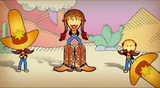 Cowboy hat, boot pattern. Sesame Street Episode 5008, A Recipe for Dance, Season 50.