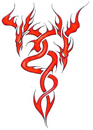 dragon tribal tattoos. Red Dragon Tribal Tattoo