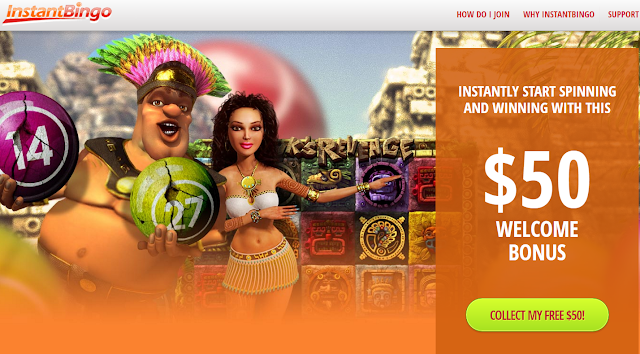 Instant Bingo $50 FREE + 2016% Welcome Match Bonus 