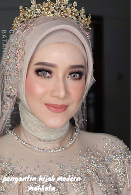 pengantin hijab modern mahkota