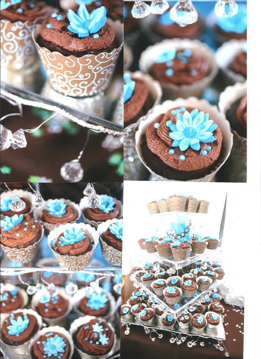 Blue and Brown Wedding Cupcake Decoration Ideas