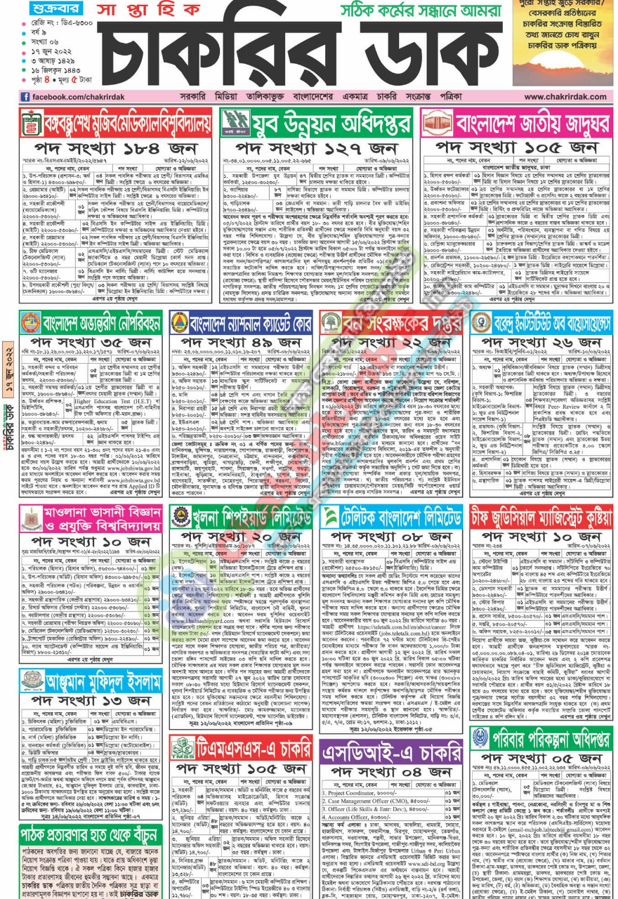 Weekly Bjobs Circular,Chakrir Khobor,bdjobstoday