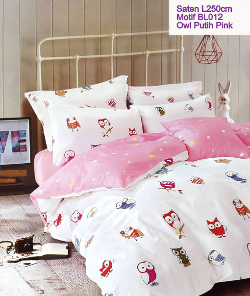 Sprei Anak Motif Owl Putih Pink