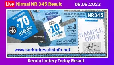 Kerala Lottery Today Result 08.09.2023 Nirmal NR 345