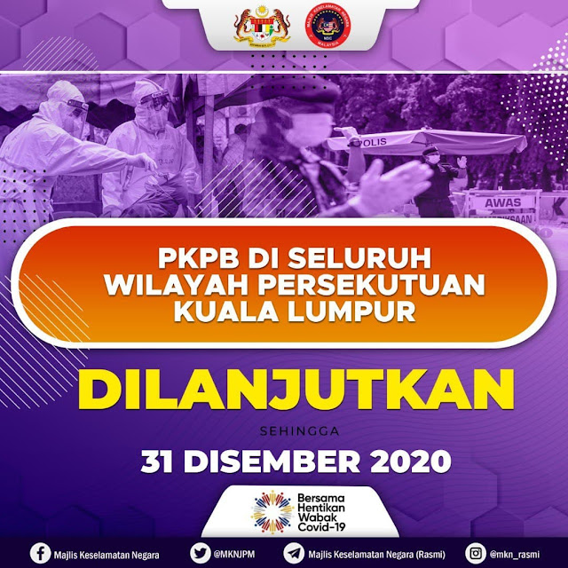 PKPB Di Selangor, Kuala Lumpur Dan Sabah Dilanjutkan Sehingga 31 Disember 2020