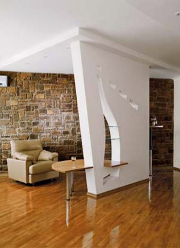 modern room partitions, room dividers murals, plaster room divider ideas