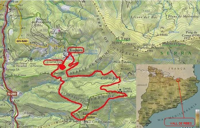 Mapa de la Vall de Ribes Bruguera Sant Amand Ripolles