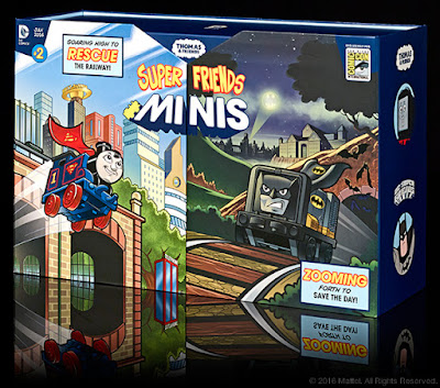 San Diego Comic-Con 2016 Exclusive DC Super Friends Thomas & Friends Minis Box Set by Mattel - Thomas as Superman/Clark Kent & Diesel as Batman/Bruce Wayne