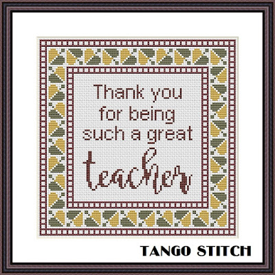 Thank you for being such a great teacher cross stitch embroidery pattern - Tango Stitch