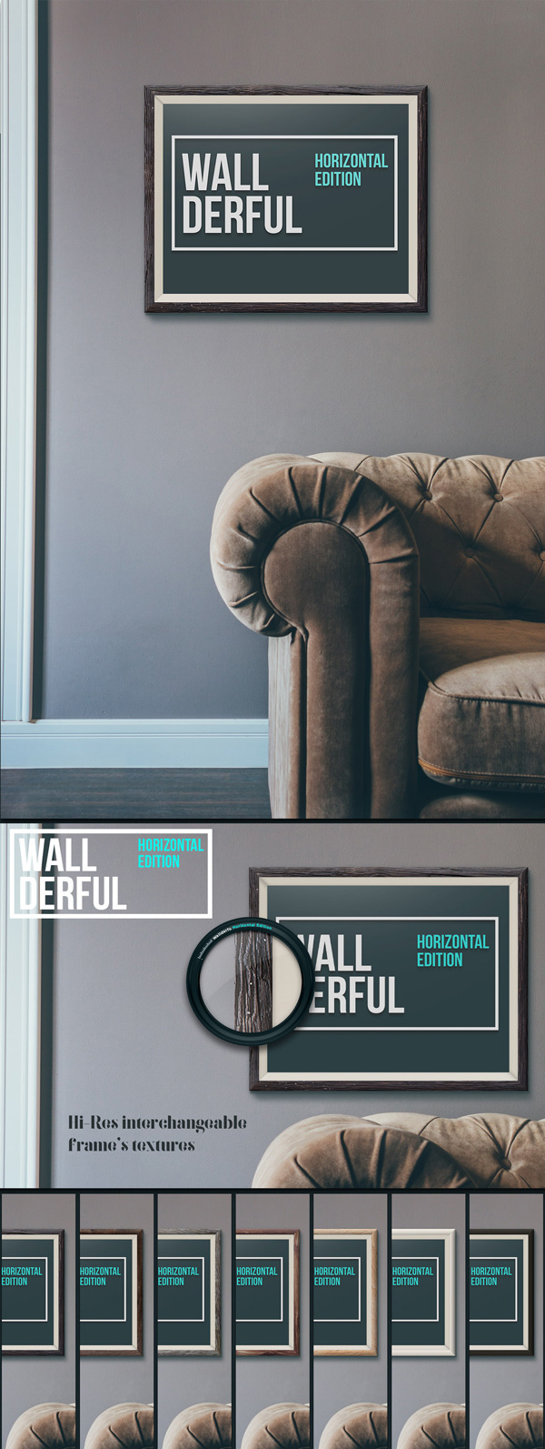 Download Poster Mockup PSD Terbaru Gratis - Wallderful: Horizontal Frames MockUps