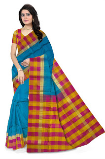 cotton silk sarees, checked design saree,Kanchipuram silk sarees,Bridal saree