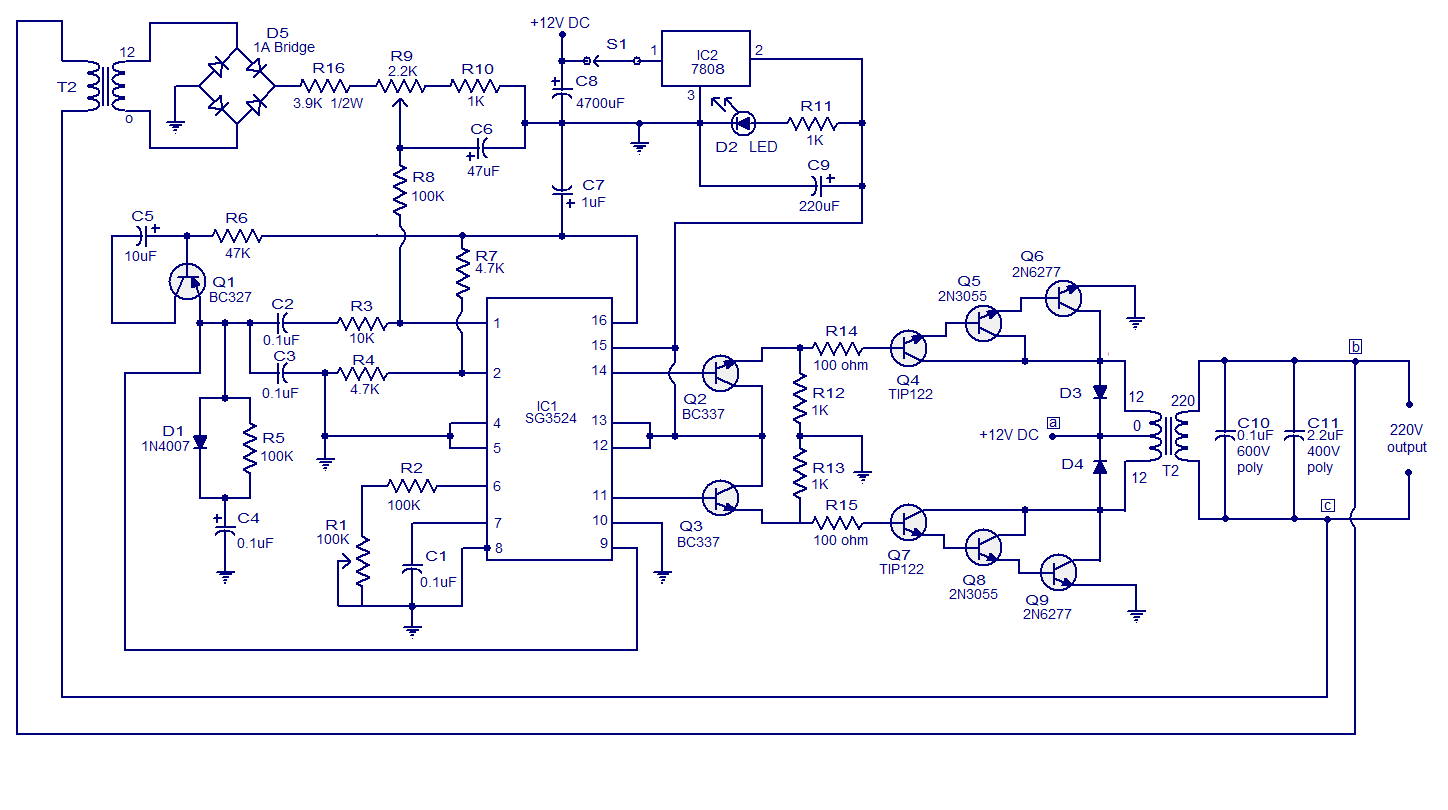 SG3524 PWM Inverter Circuit 250W |Simple Electronic