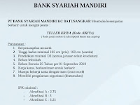 Bank Syariah Mandiri - KC Batusangkar Lowongan Teller sd 28 Agustus 2018