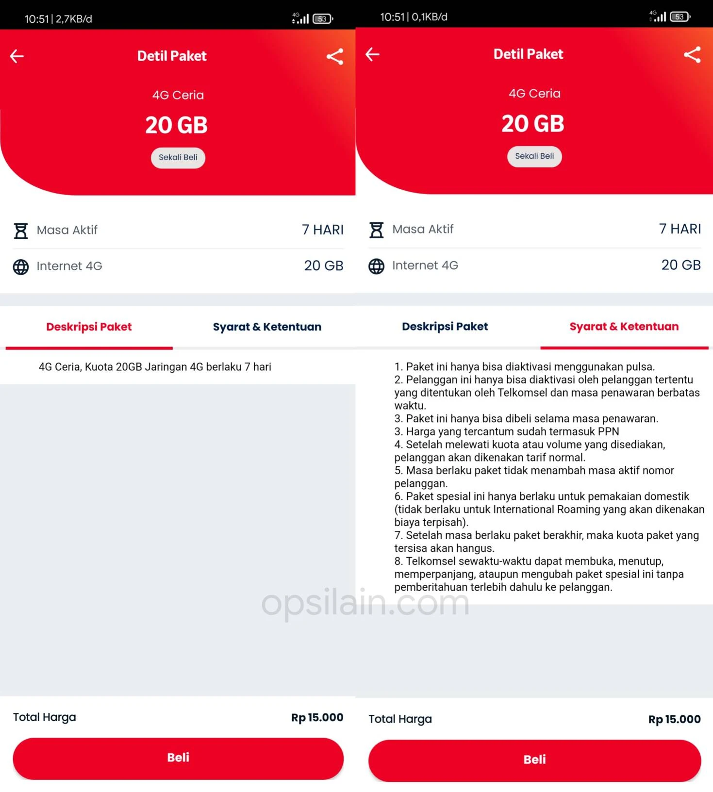 Cara Beli Paket Internet 4G Ceria Telkomsel 20GB 15000