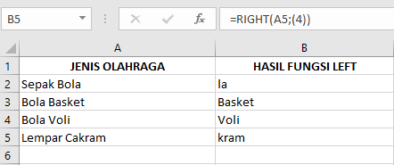 Langkah-Langkah Menggunakan Rumus Fungsi RIGHT pada Microsoft Excel