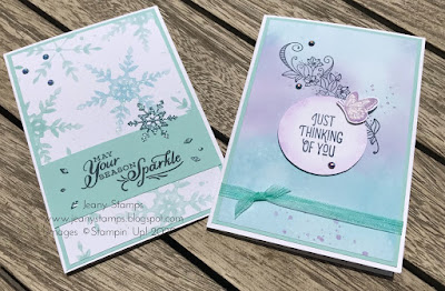 Two greeting cards with Snowflake splendour paper