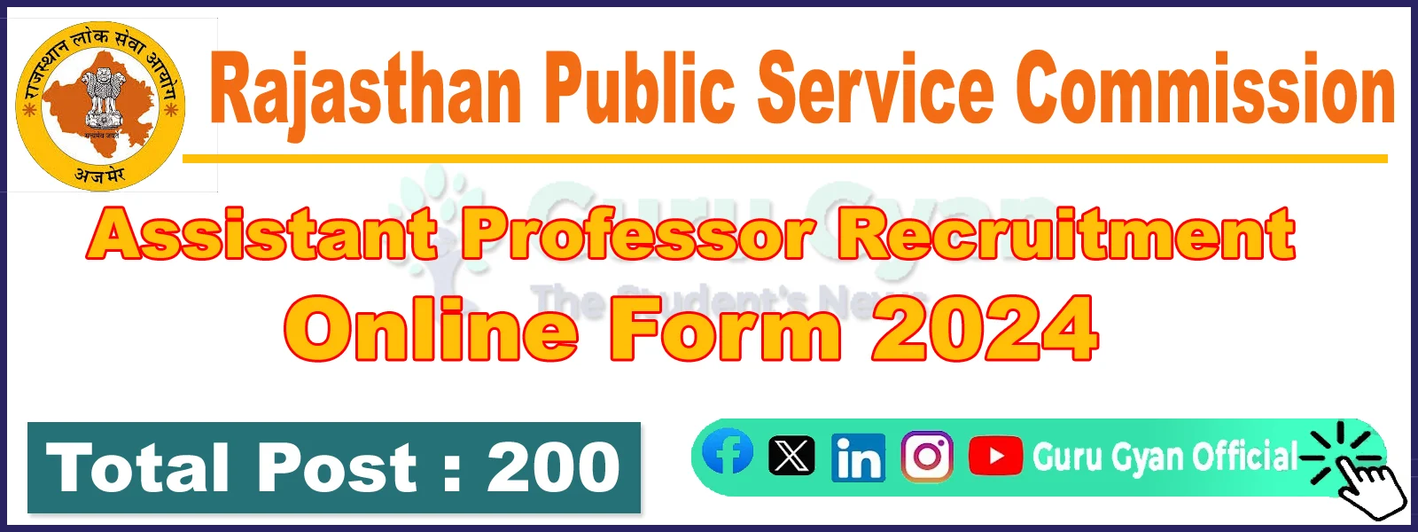 RPSC Assistant Professor Online Form 2024