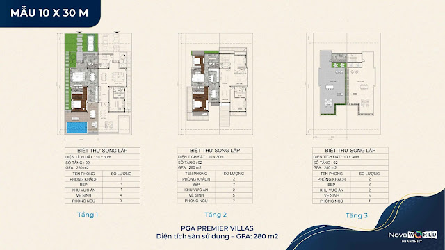 mẫu biệt thự pga golf villas 10x30m