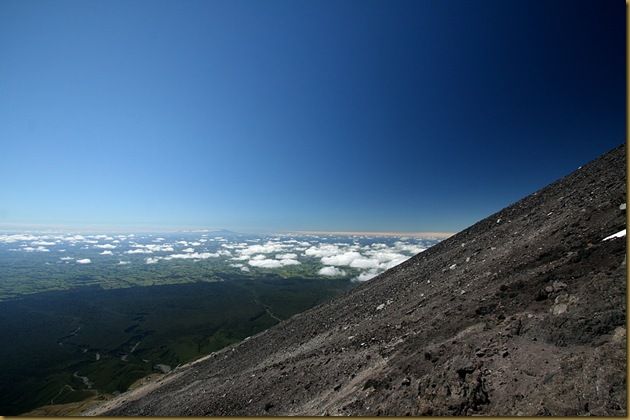 Looking out across the scree slope