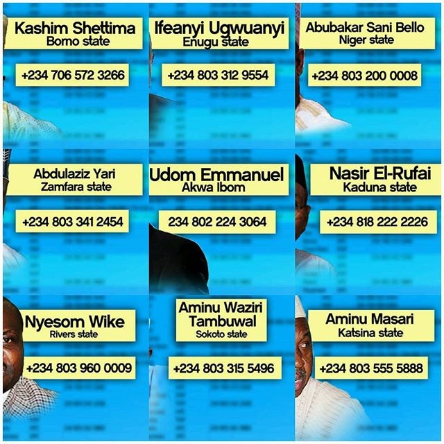 Full List: Sahara Reporters Publishes Direct Phone Numbers Of Nigerian Governors