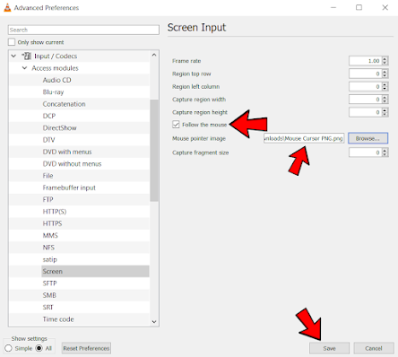 Follow the mouse and add mouse pointer image in VLC Media Player