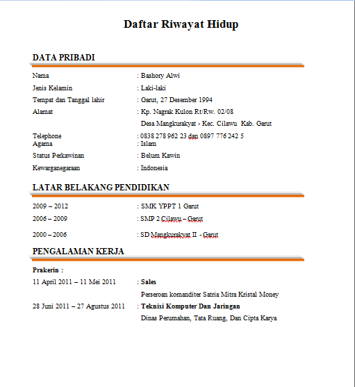 Format cv lamaran kerja – http://hairsalonpvr.com/