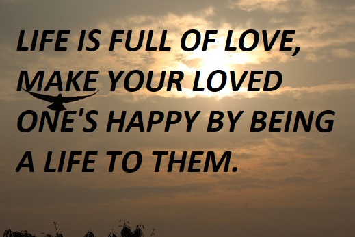 LIFE IS FULL OF LOVE, MAKE YOUR LOVED ONE'S HAPPY BY BEING A LIFE TO THEM.