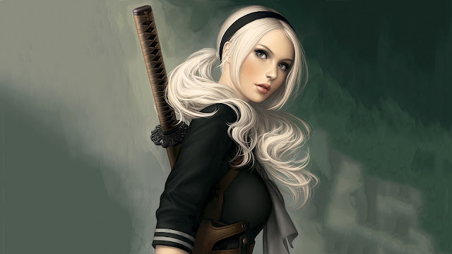 Samurai Blonde Girl HD Wallpaper